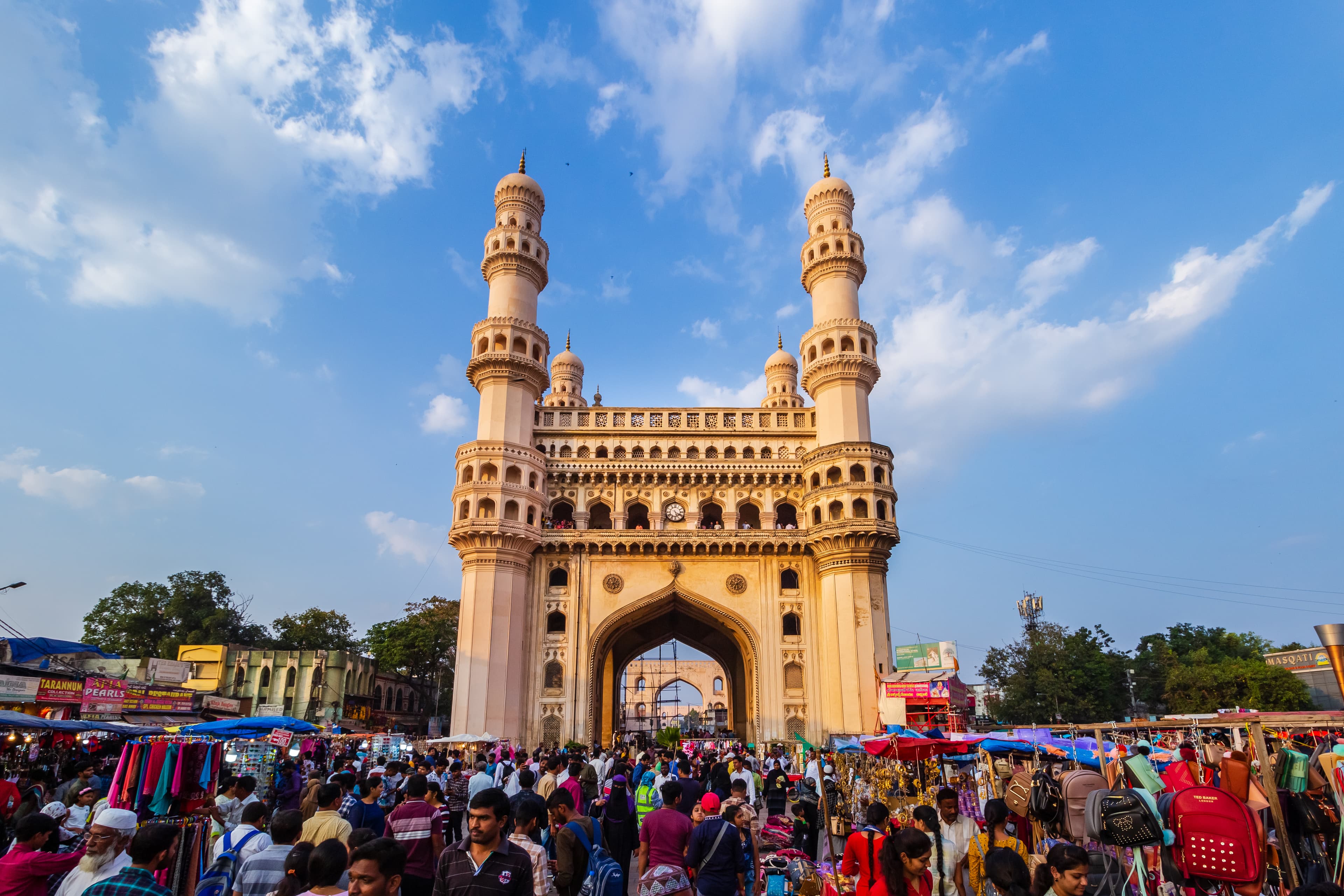 Charminar Bazaar Glow – Sunset at Hyderabad's Iconic Landmark