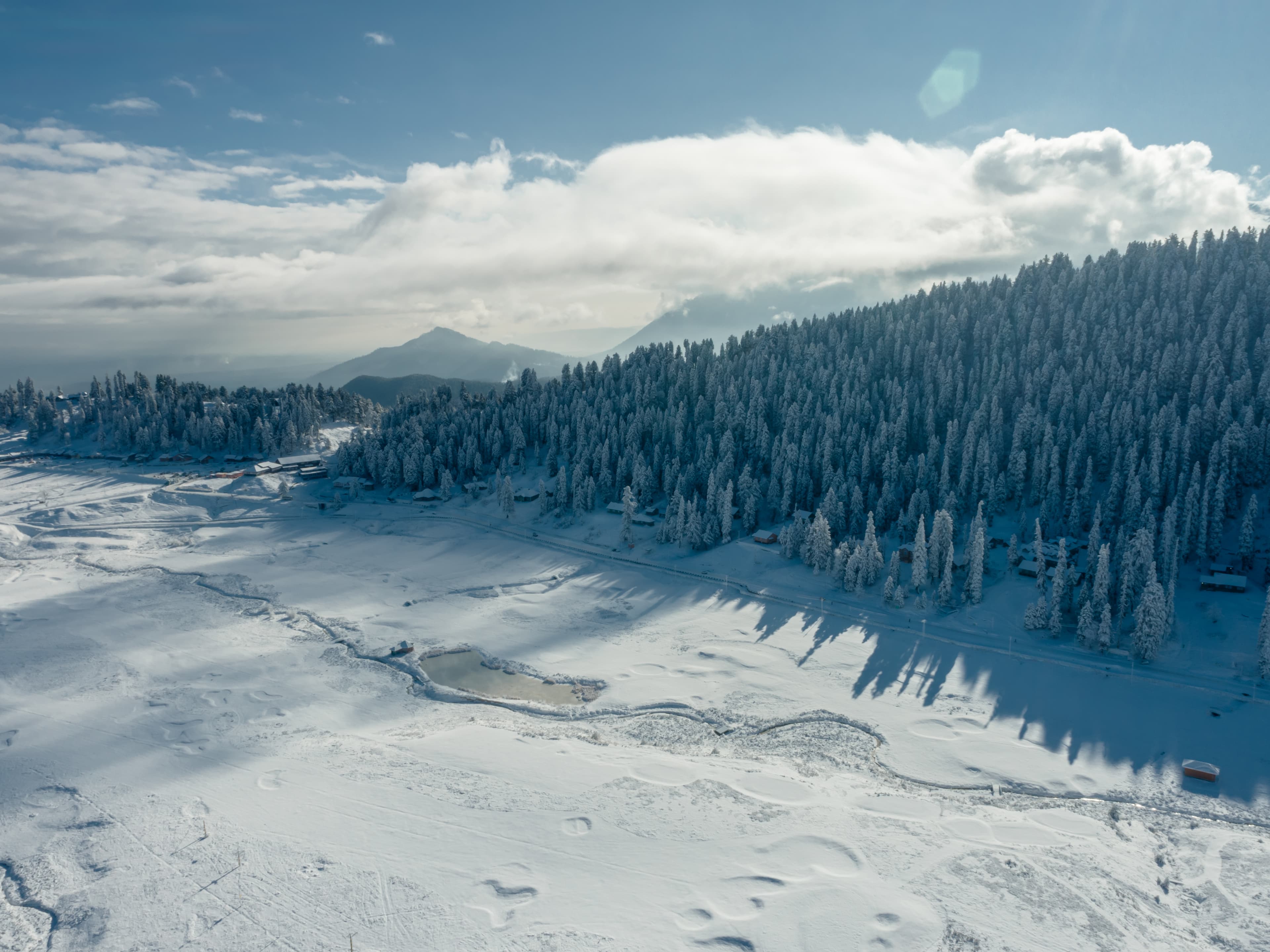 Shadows on Snow Gulmarg from Above