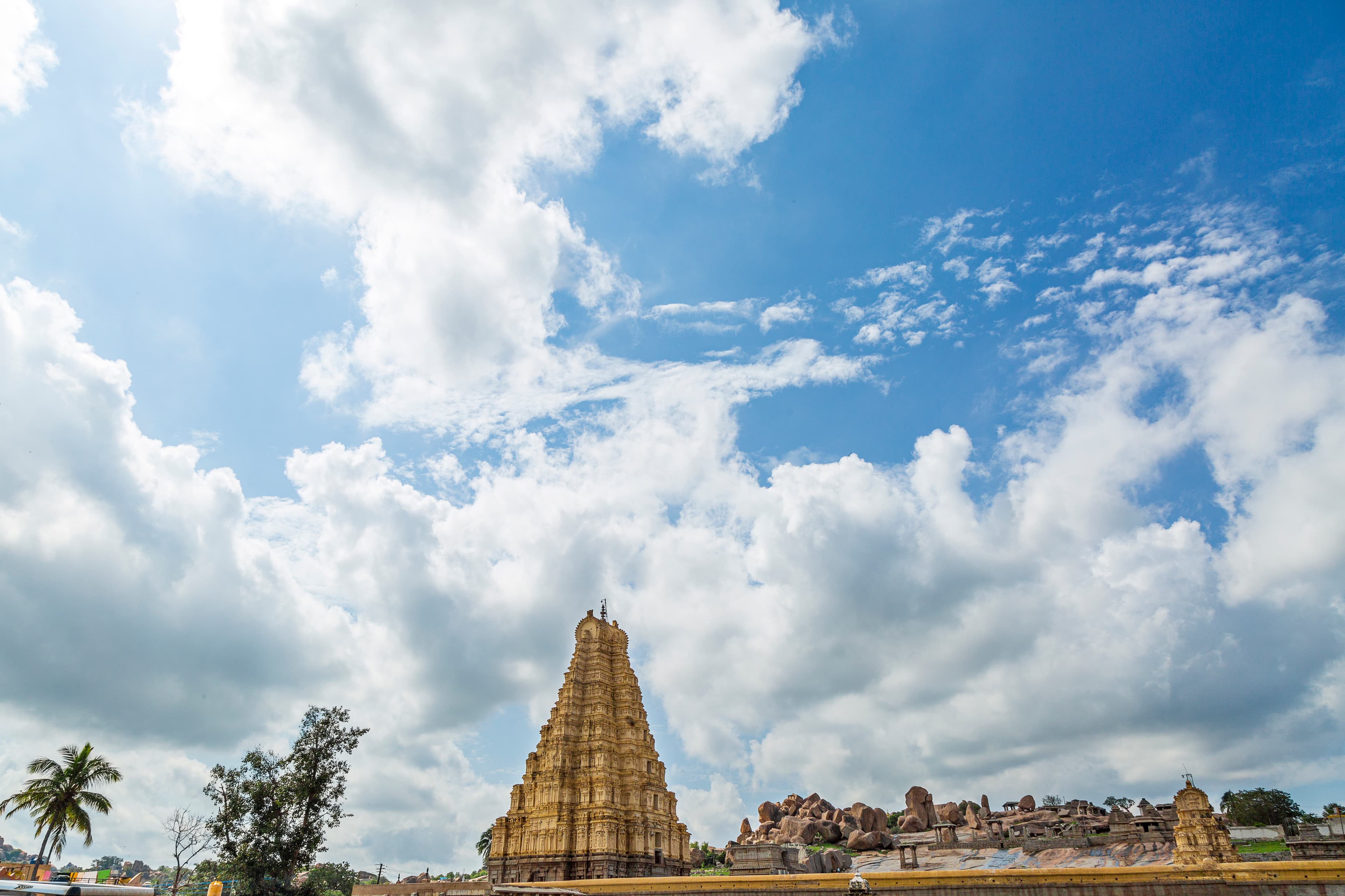 Sacred Ascent Bistappa Gopura Beneath the Hampi Sky