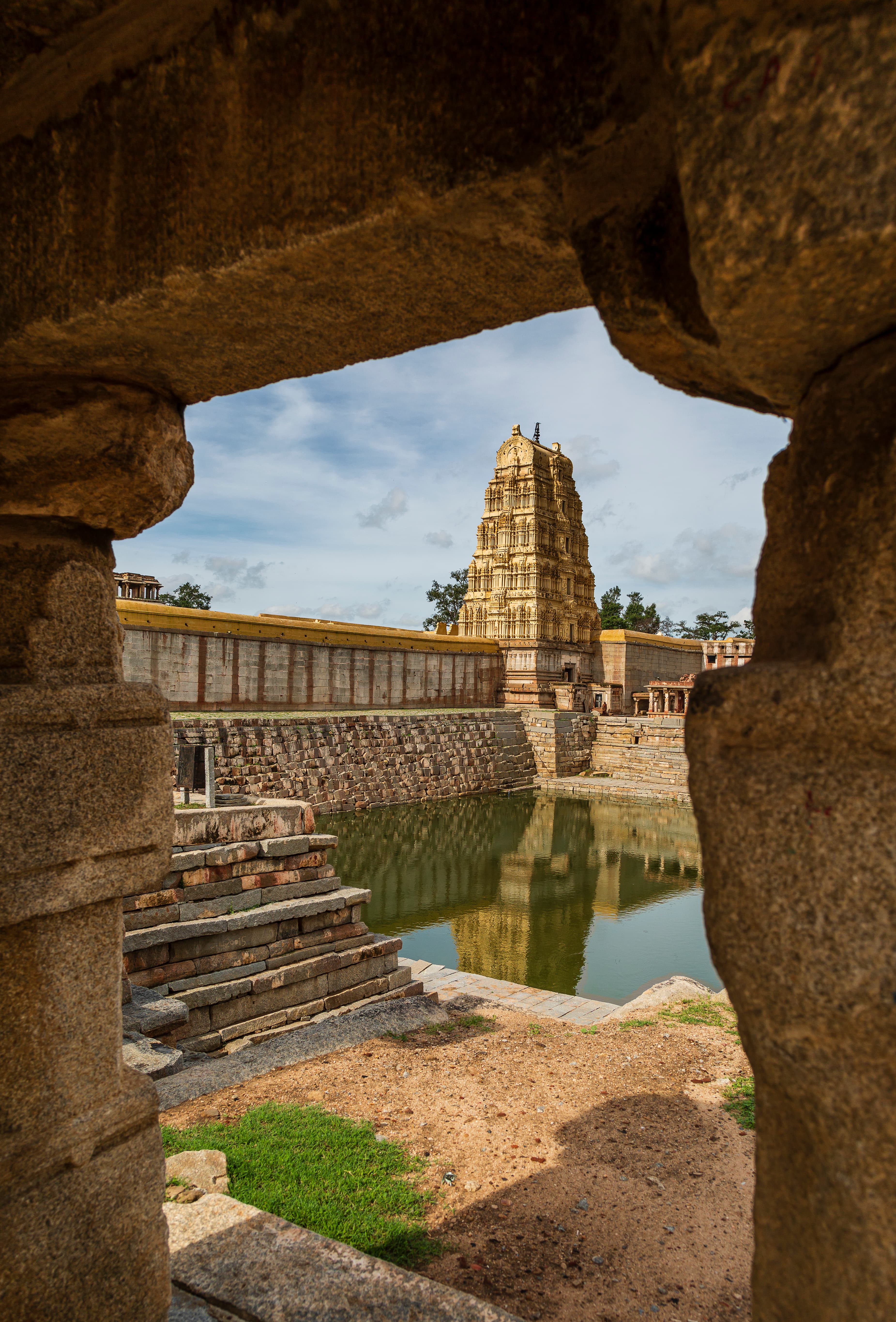 Sacred Reflections Virupaksha Temple Framed in Stone