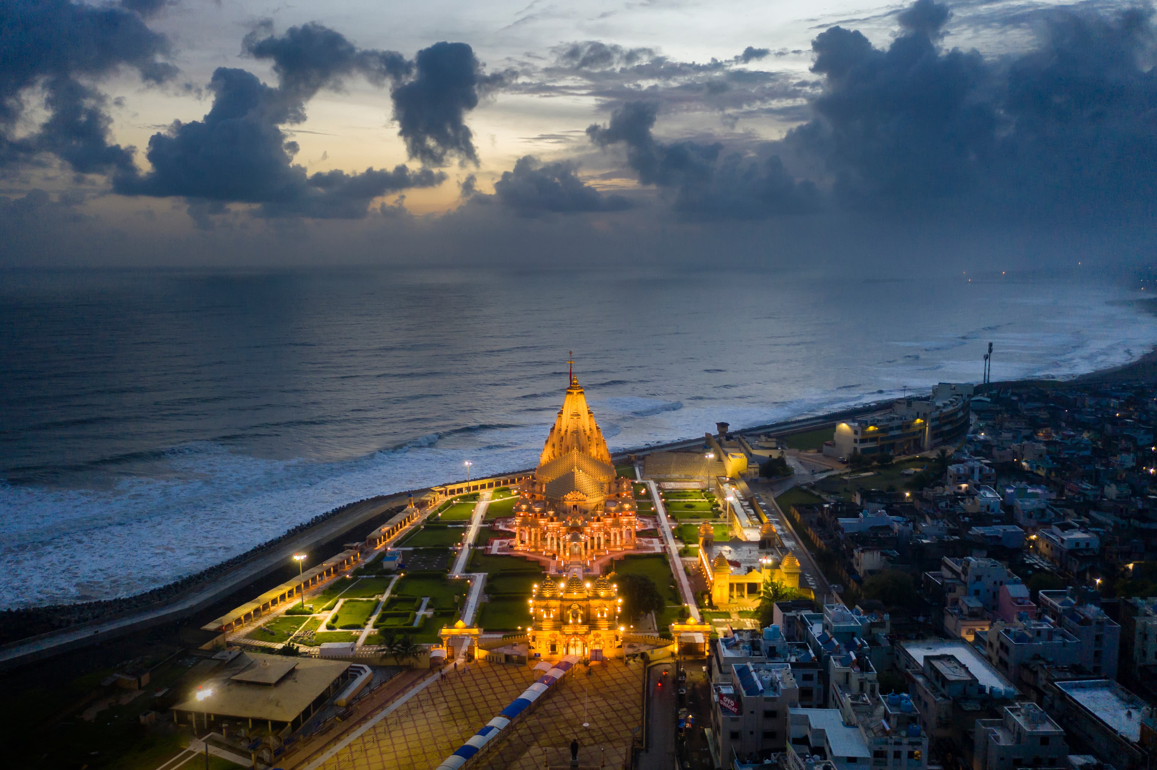 Somnath Temple Illuminated – Sacred Glow by the Arabian Sea