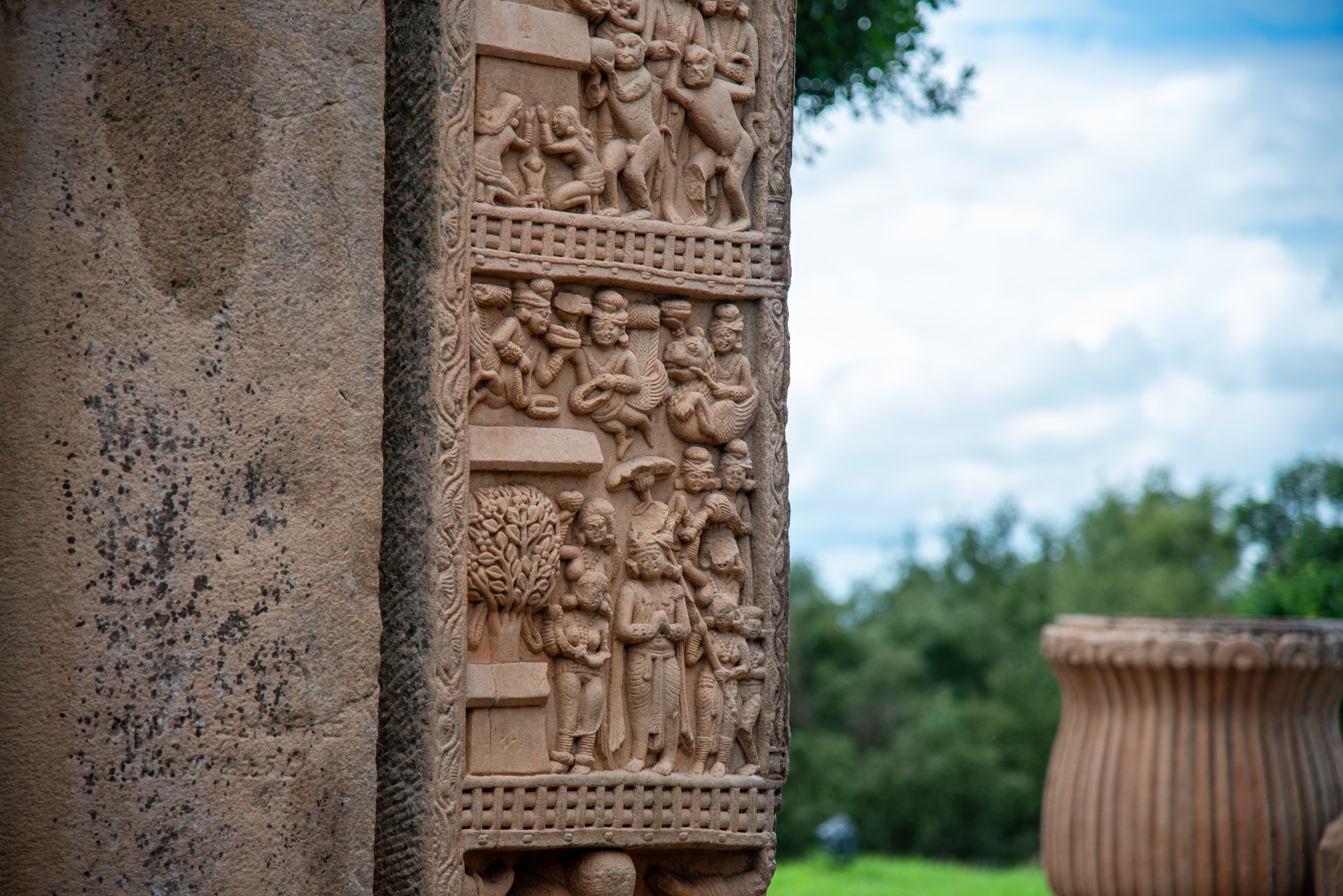 Intricate Stone Carvings at Sanchi – Ancient Indian Craftsmanship in Detail