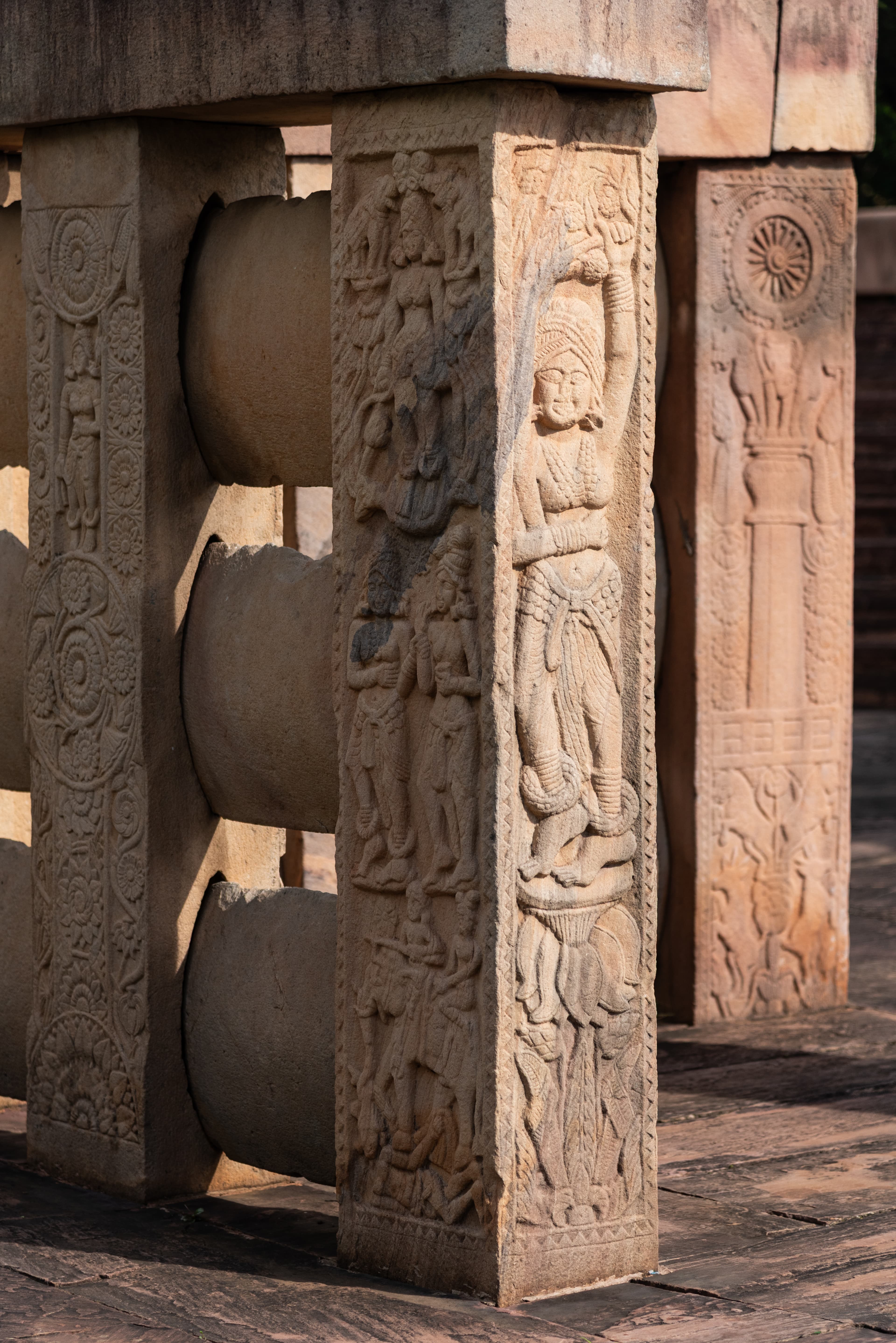 Graceful Stone Carvings at Sanchi Stupa Pillars