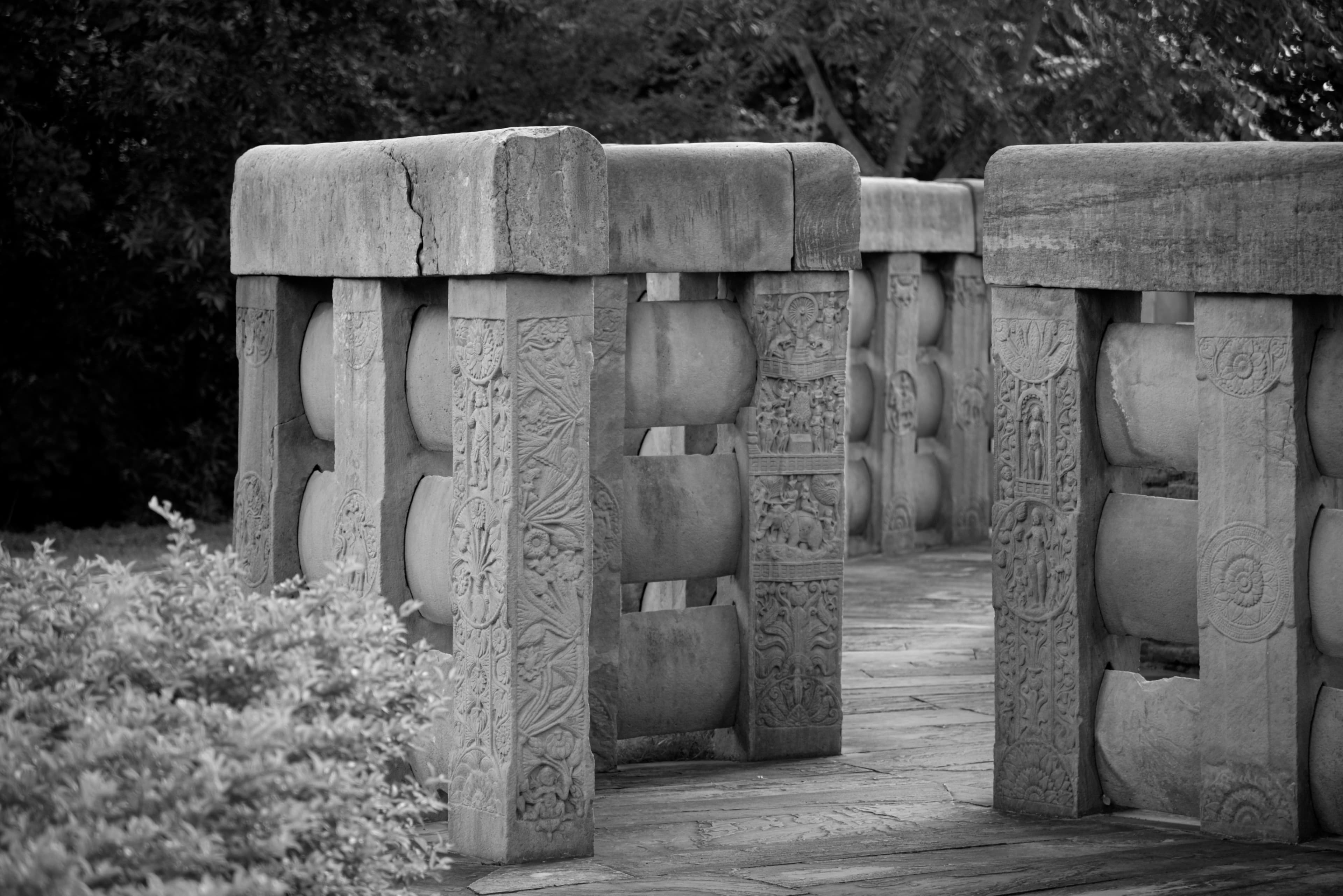 Ornate Stone Railings of Sanchi Stupa