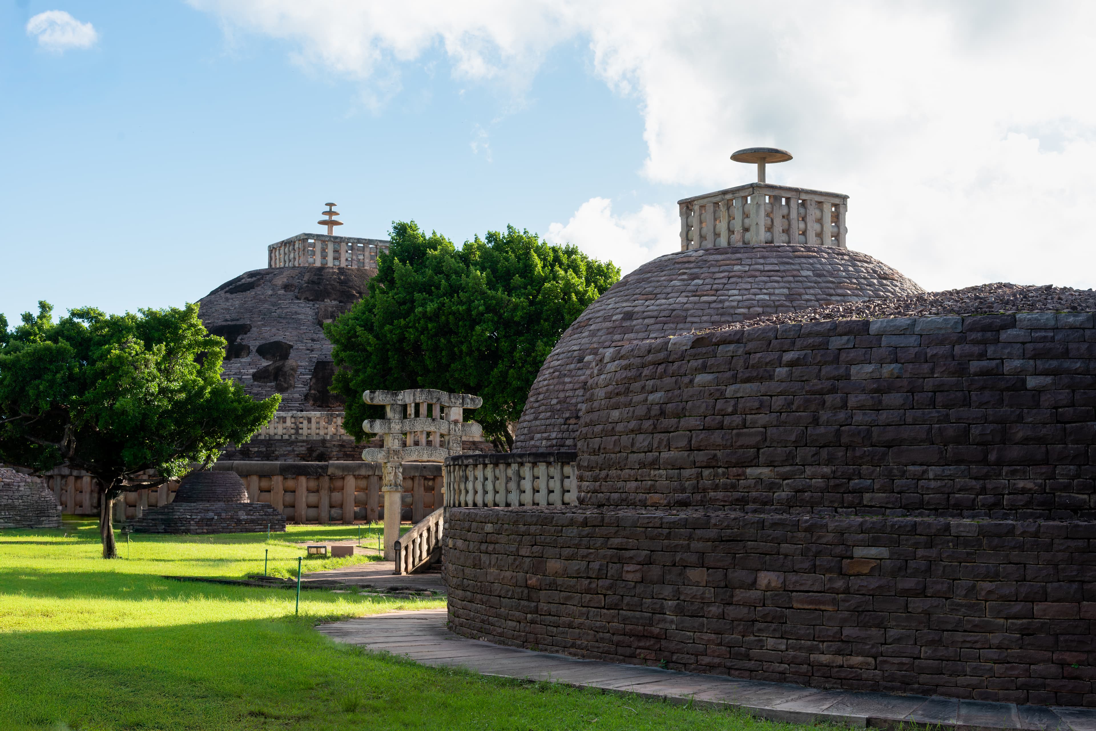 Triple Stupas of Sanchi in Morning Light