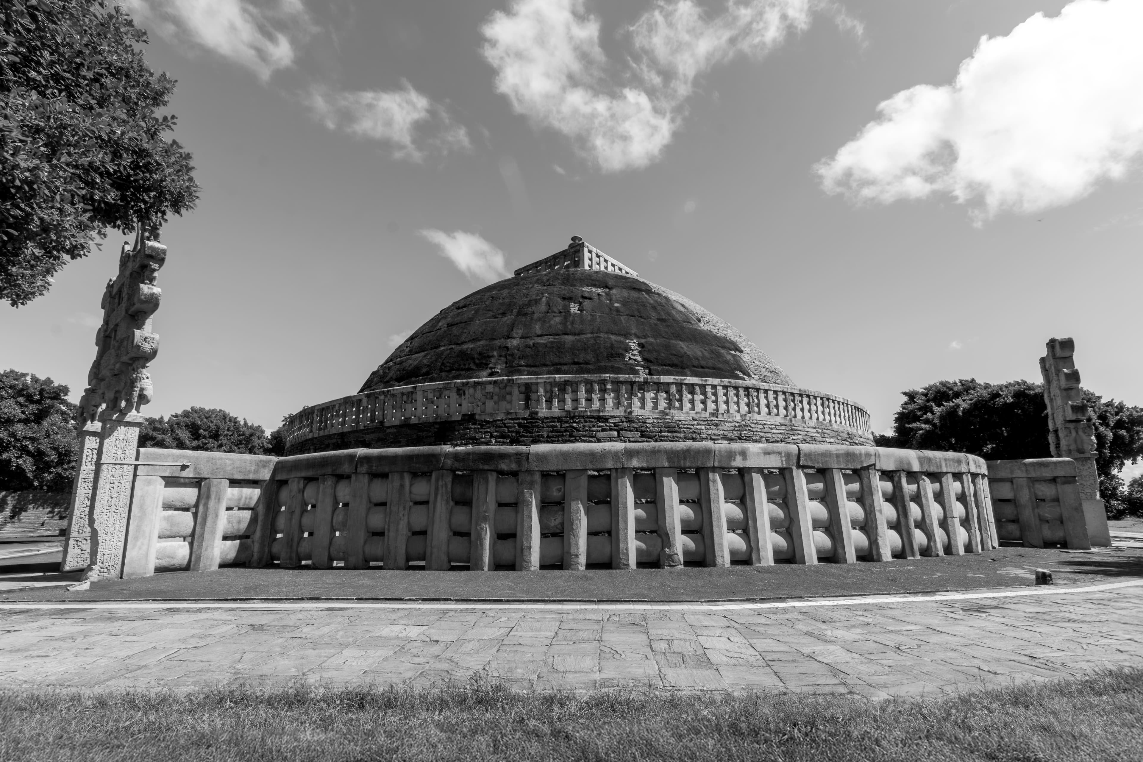 Architectural Symmetry – Sanchi Stupa in Monochrome