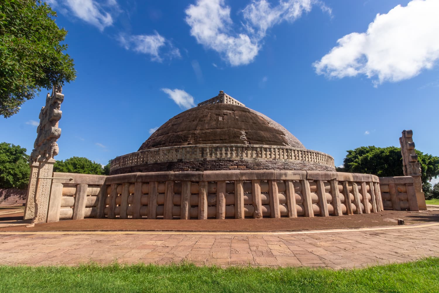 The Great Stupa of Sanchi under Clear Blue Skies