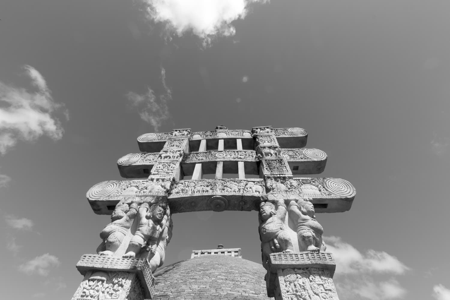 Monochrome Majesty Sanchi Gateway in Timeless Stone