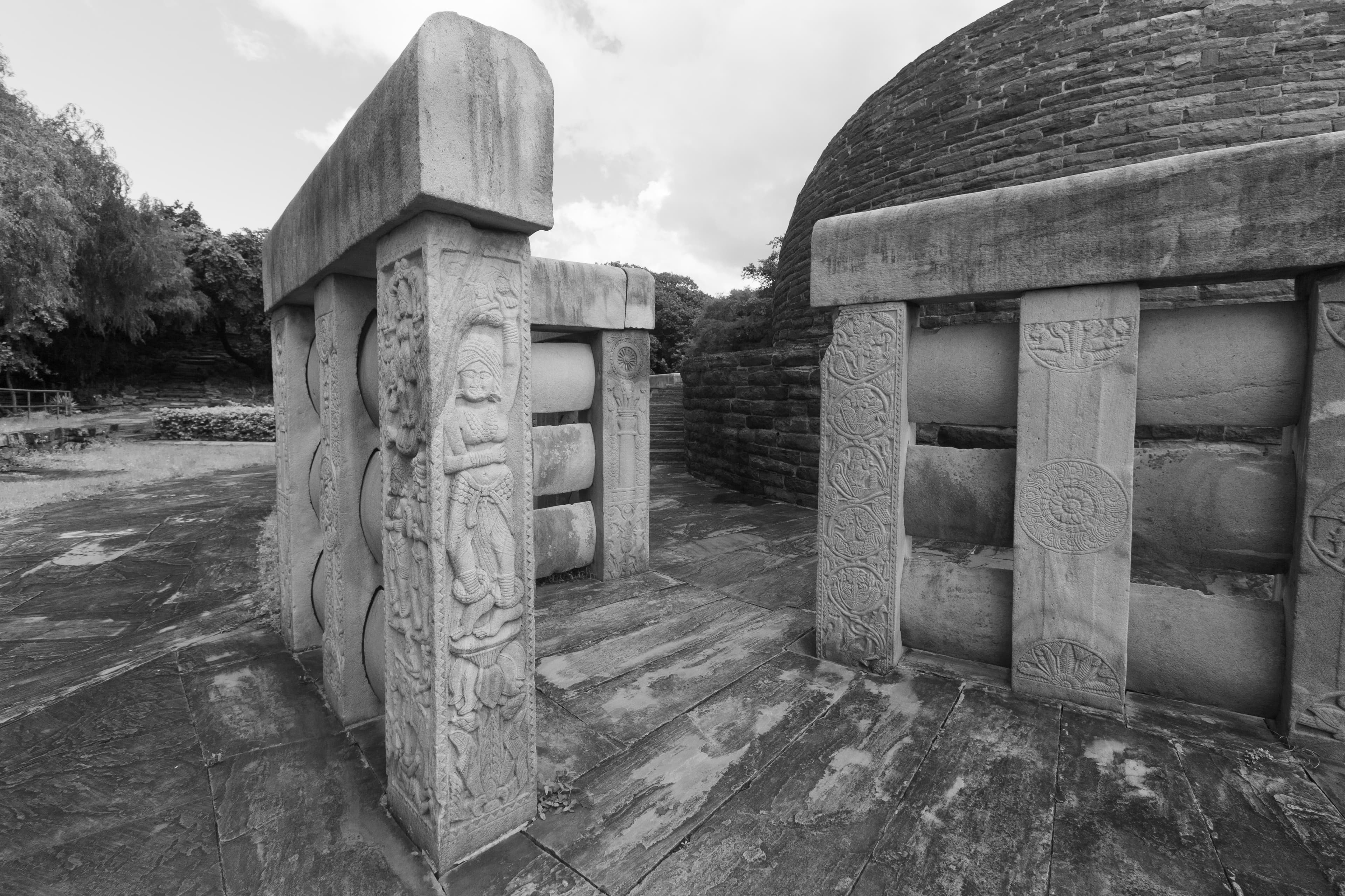 Intricately Carved Stone Railing – Sanchi Stupa Details