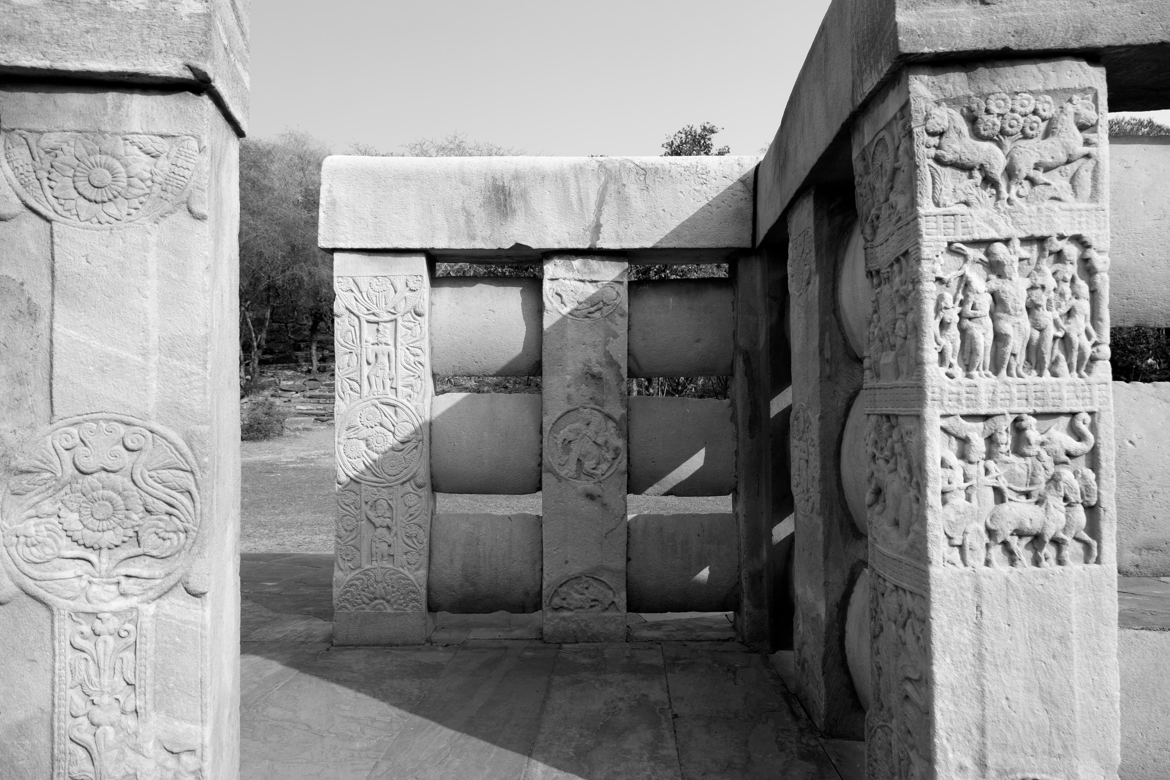 Carved Silhouettes – Sanchi Railing in Black & White
