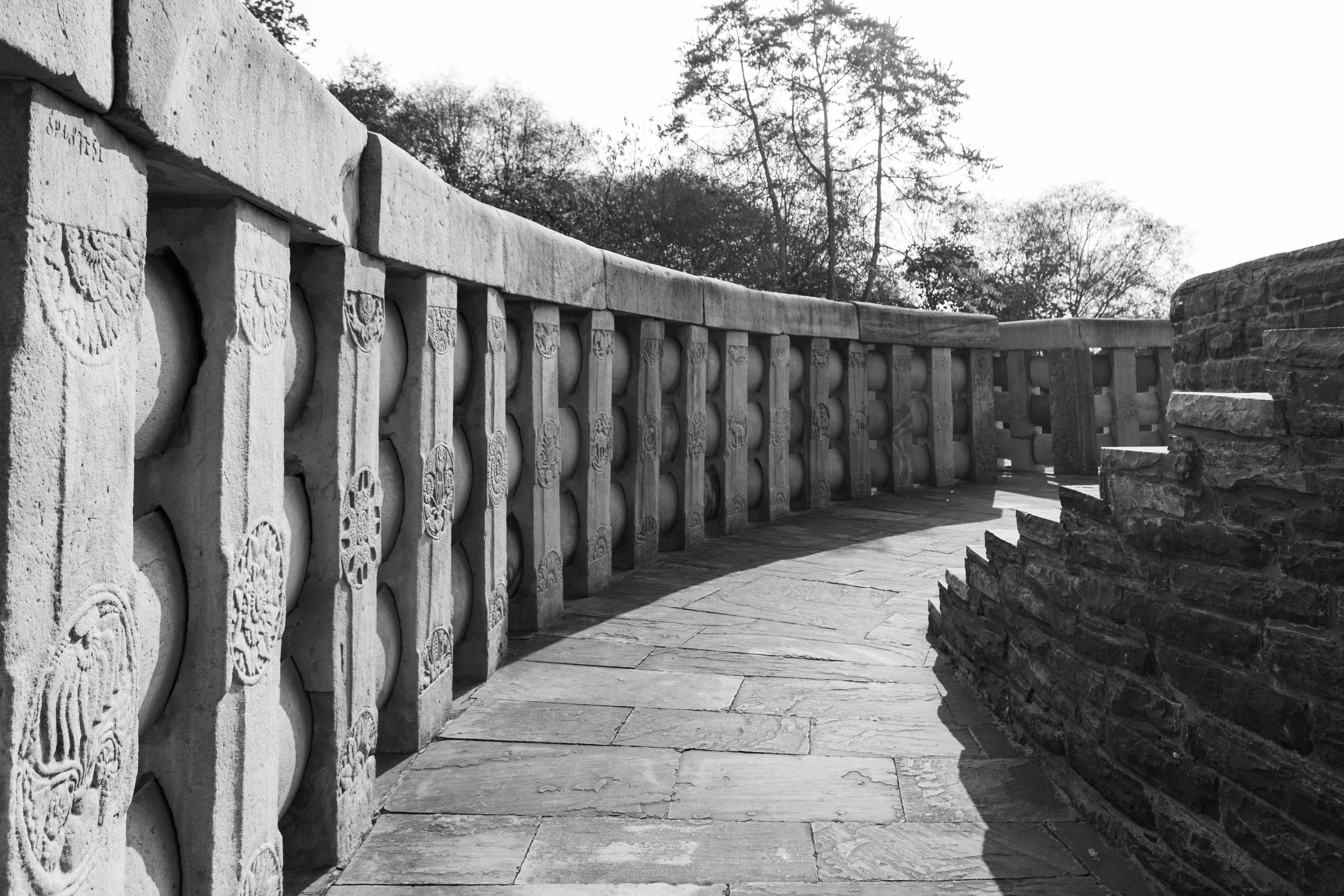 Stone Pathway Along the Sanchi Stupa Railing