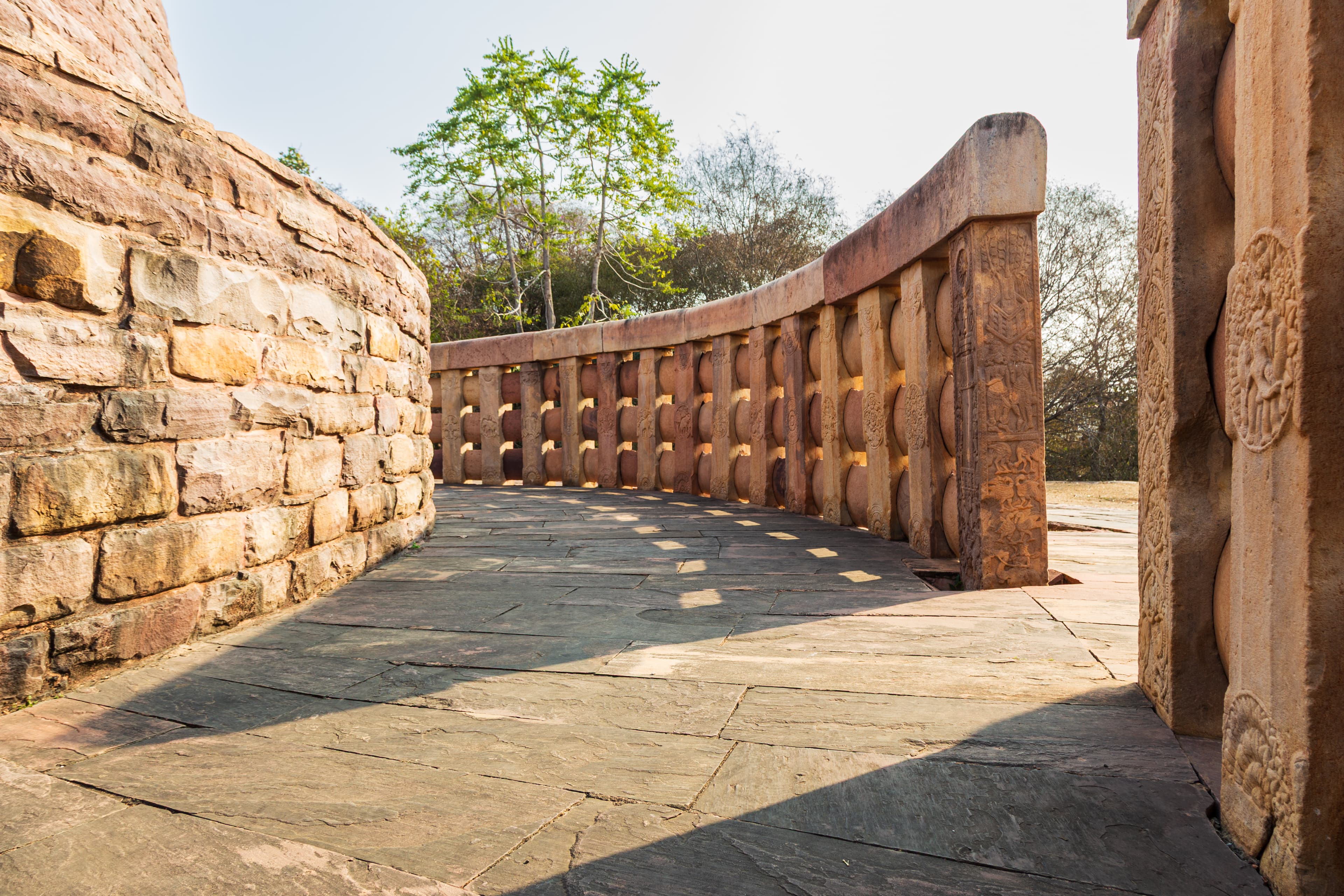 Curved Stone Pathway at Sanchi Stupa – A Walk Through Sacred Geometry