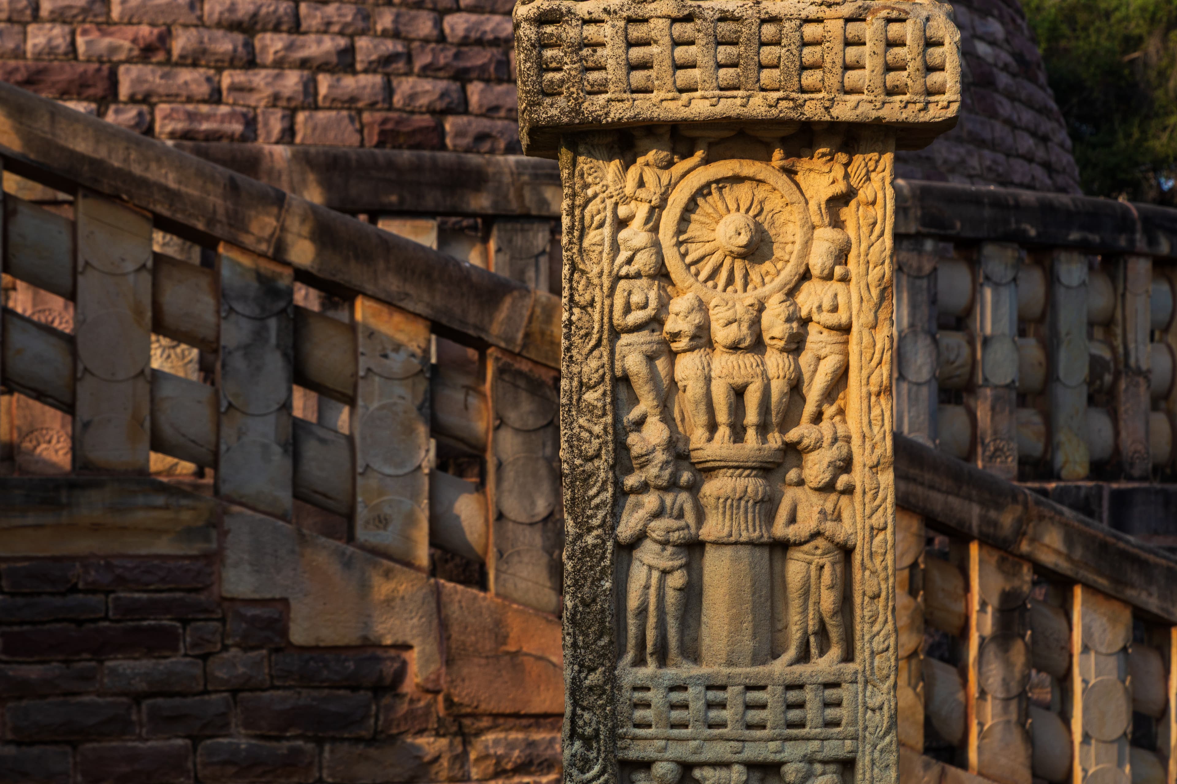 Ashoka Pillar Carving at Sanchi Stupa Complex