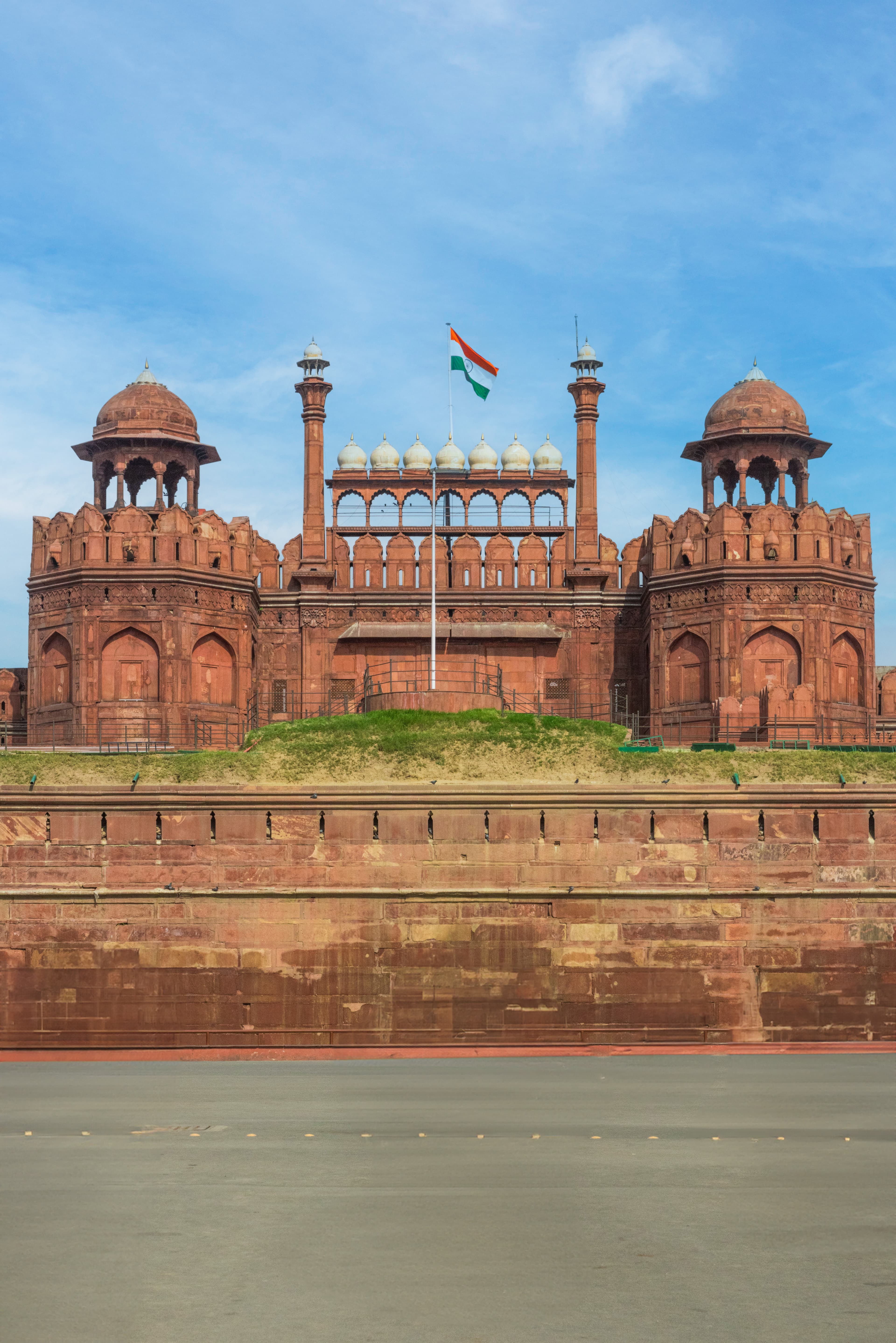 Majestic View of Red Fort with Indian Tricolor