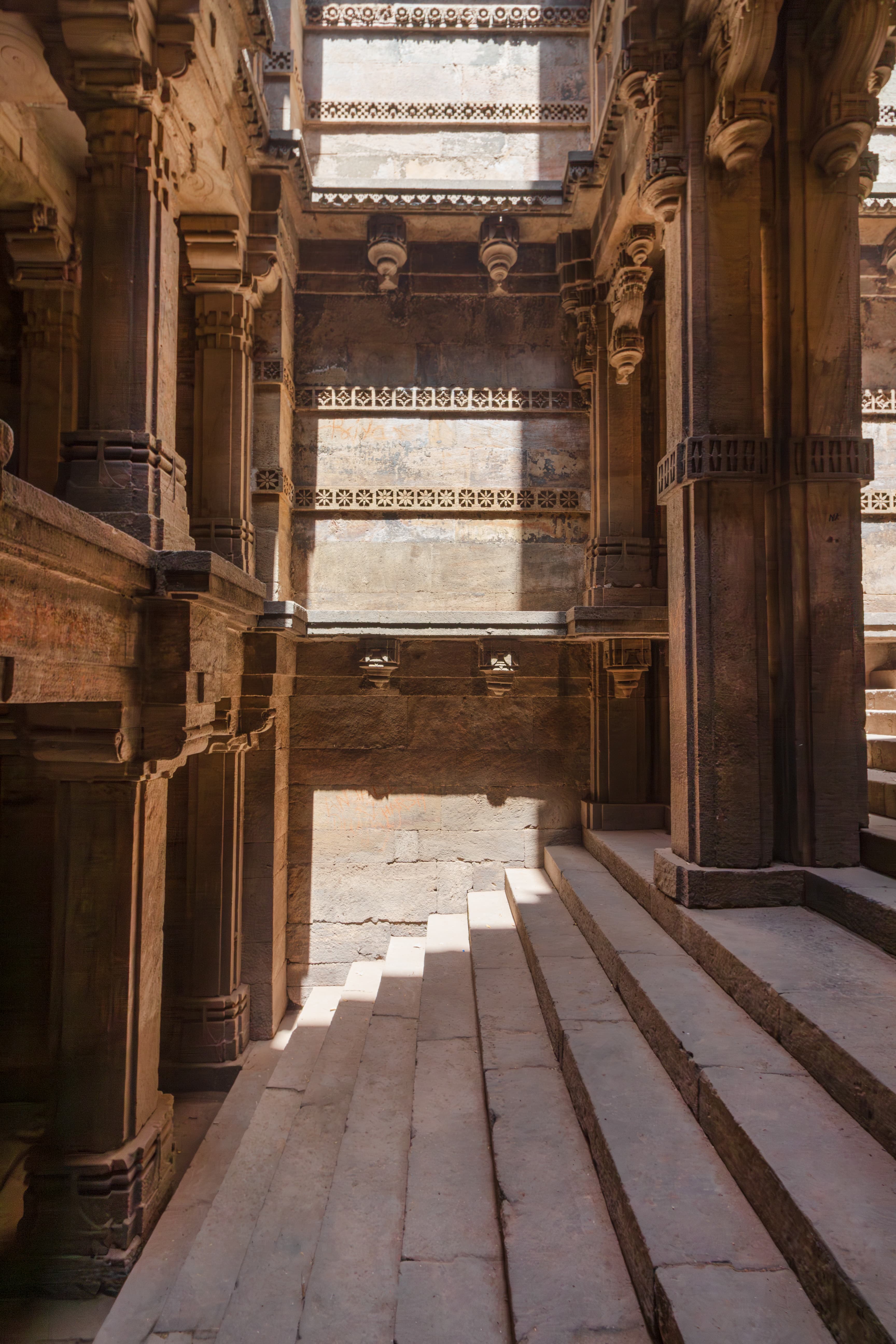 Sunlit Geometry Inside Dada Harir ni Vav Stepwell