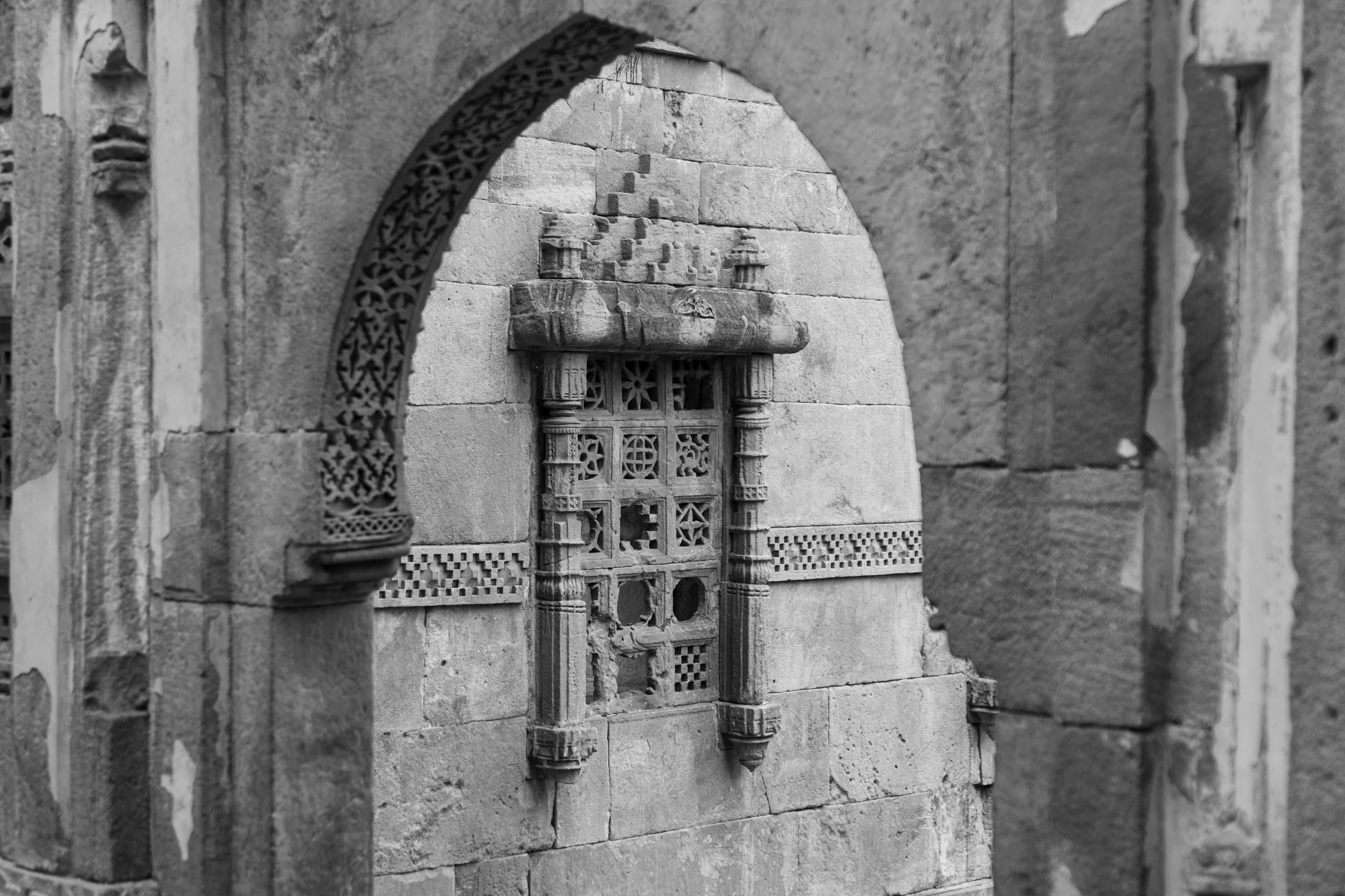 Framed Heritage – Stone Jali Window at Sarkhej Roza