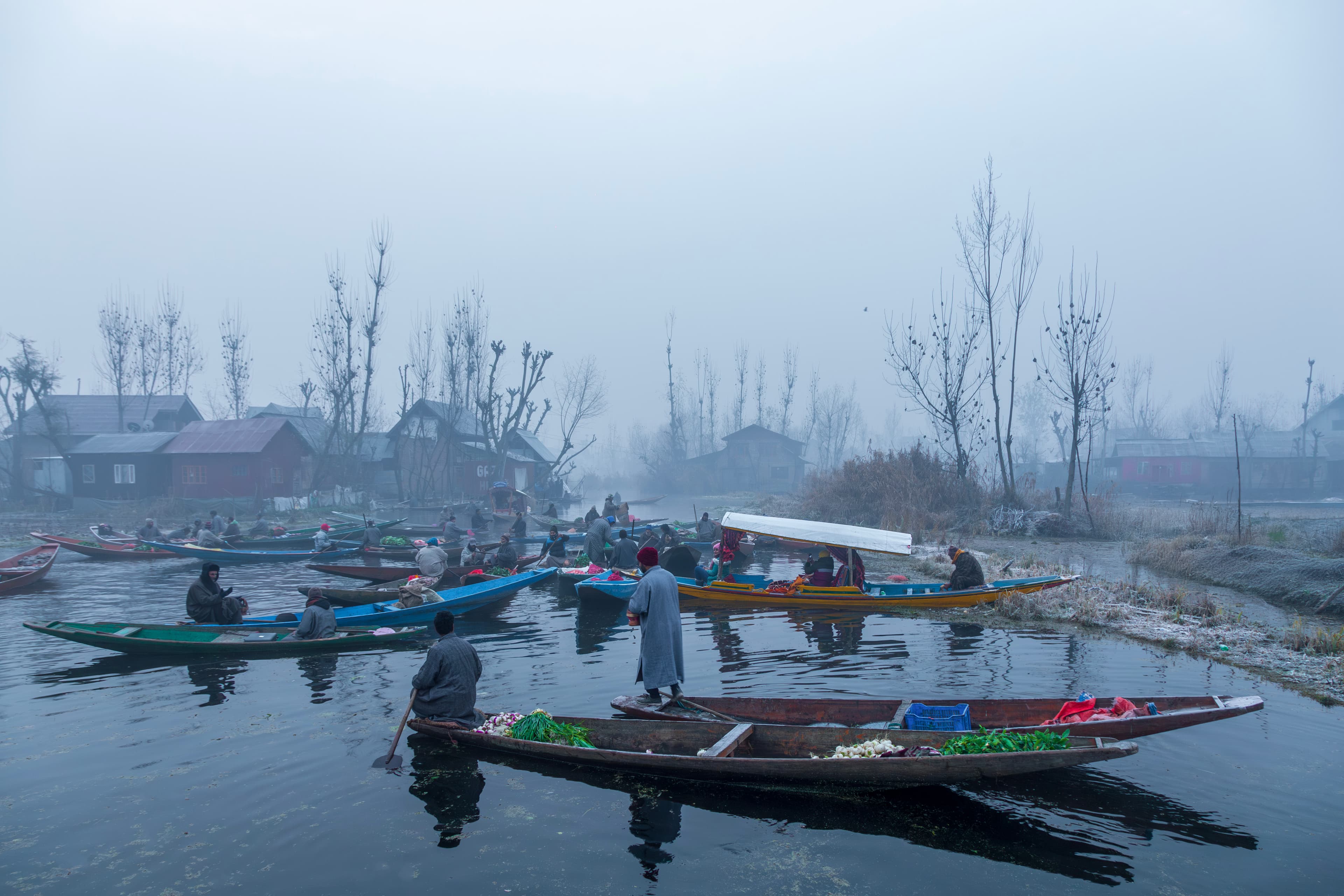 Floating Market at Dawn in Srinagar