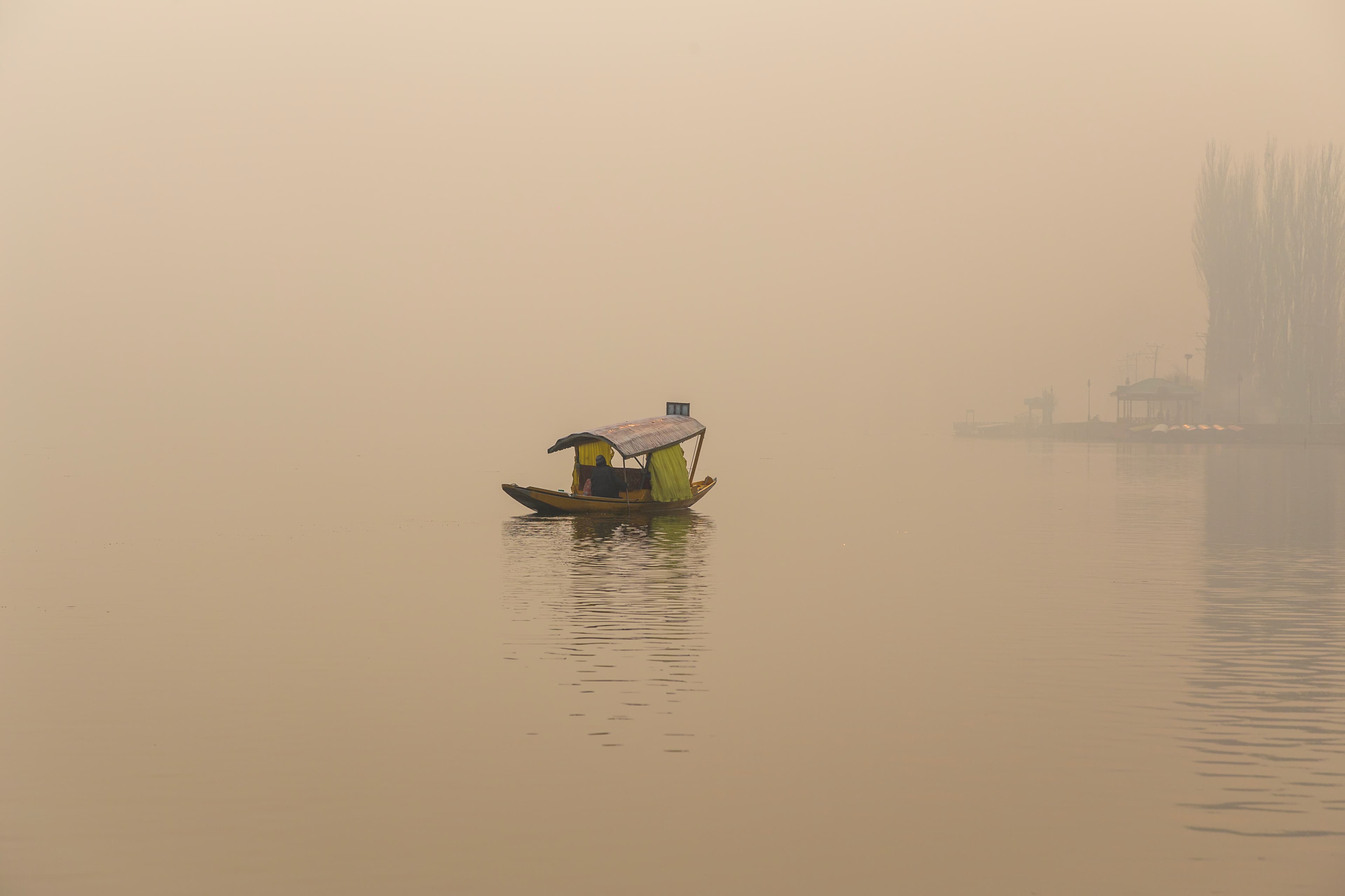 Shikara in the Morning Mist – Dal Lake Serenity