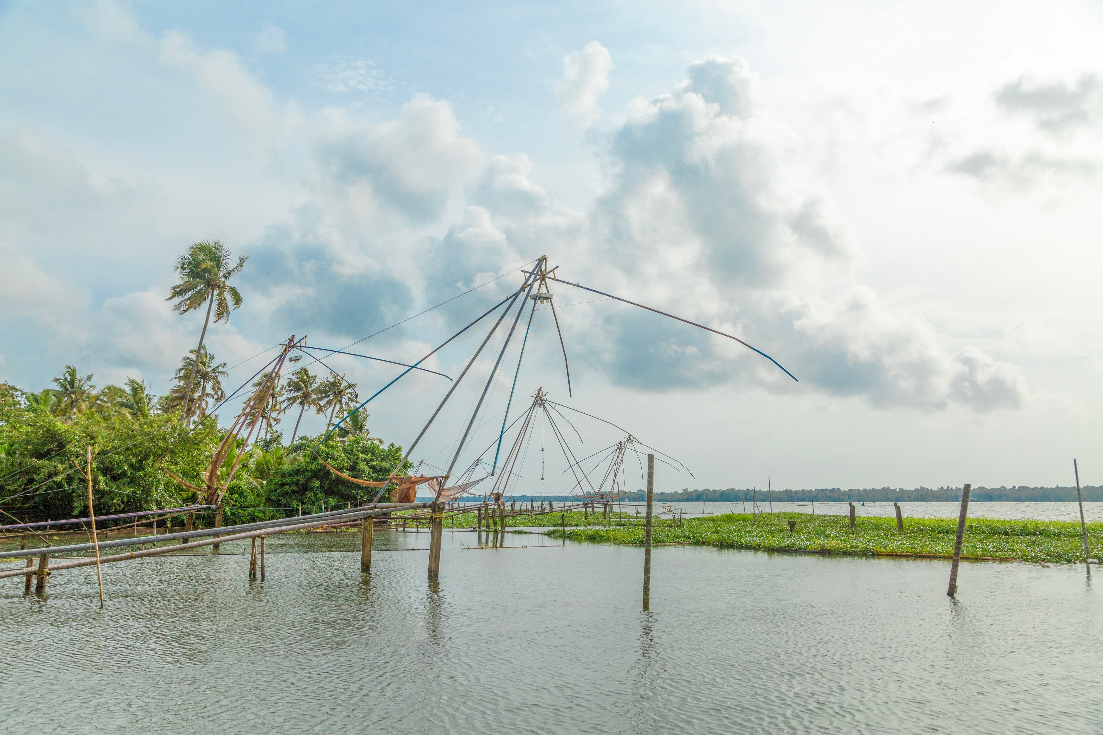 Traditional Chinese Fishing Nets in Kerala Backwaters