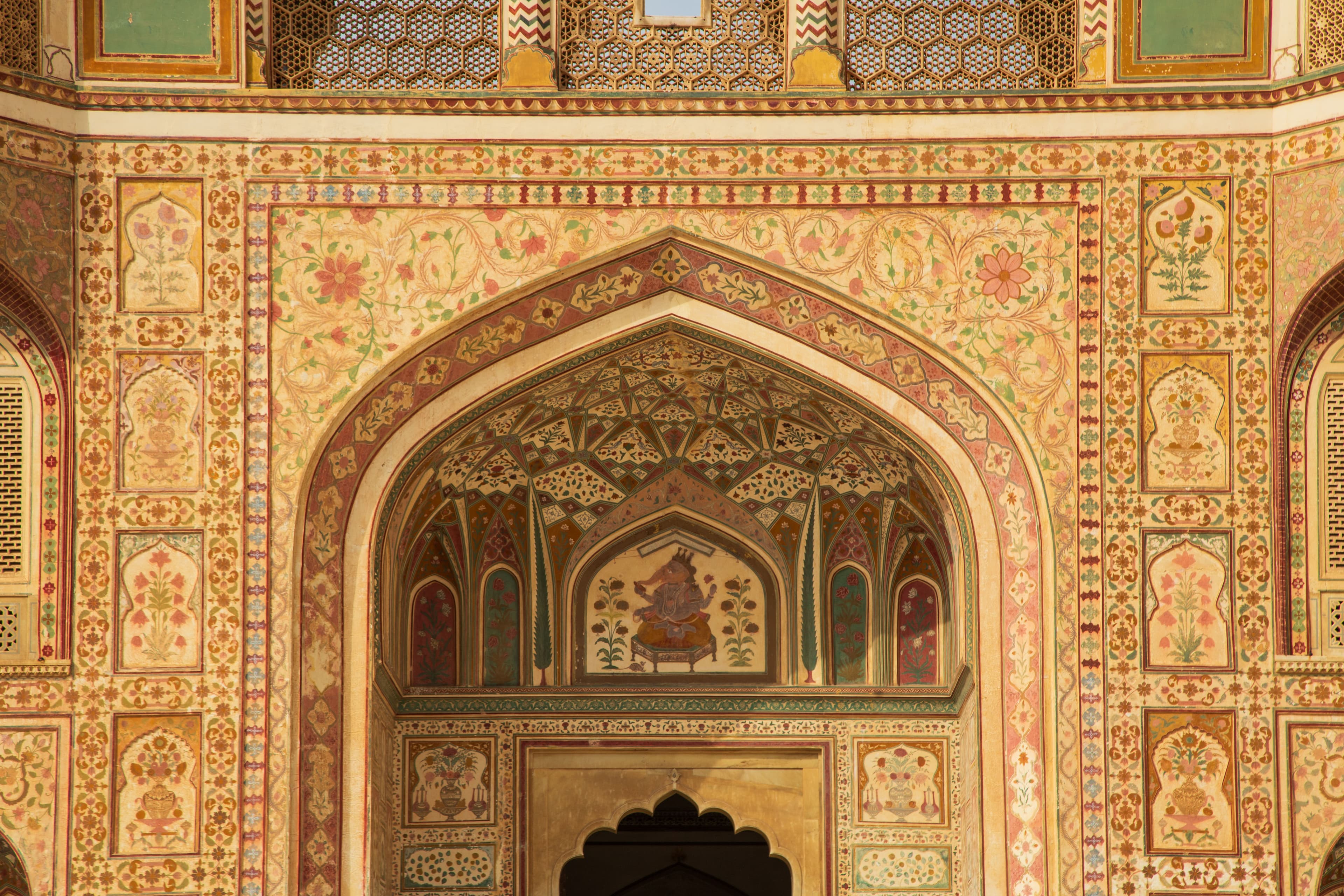 Floral Frescoes & Lord Ganesha – Art on Stone at Amer Fort