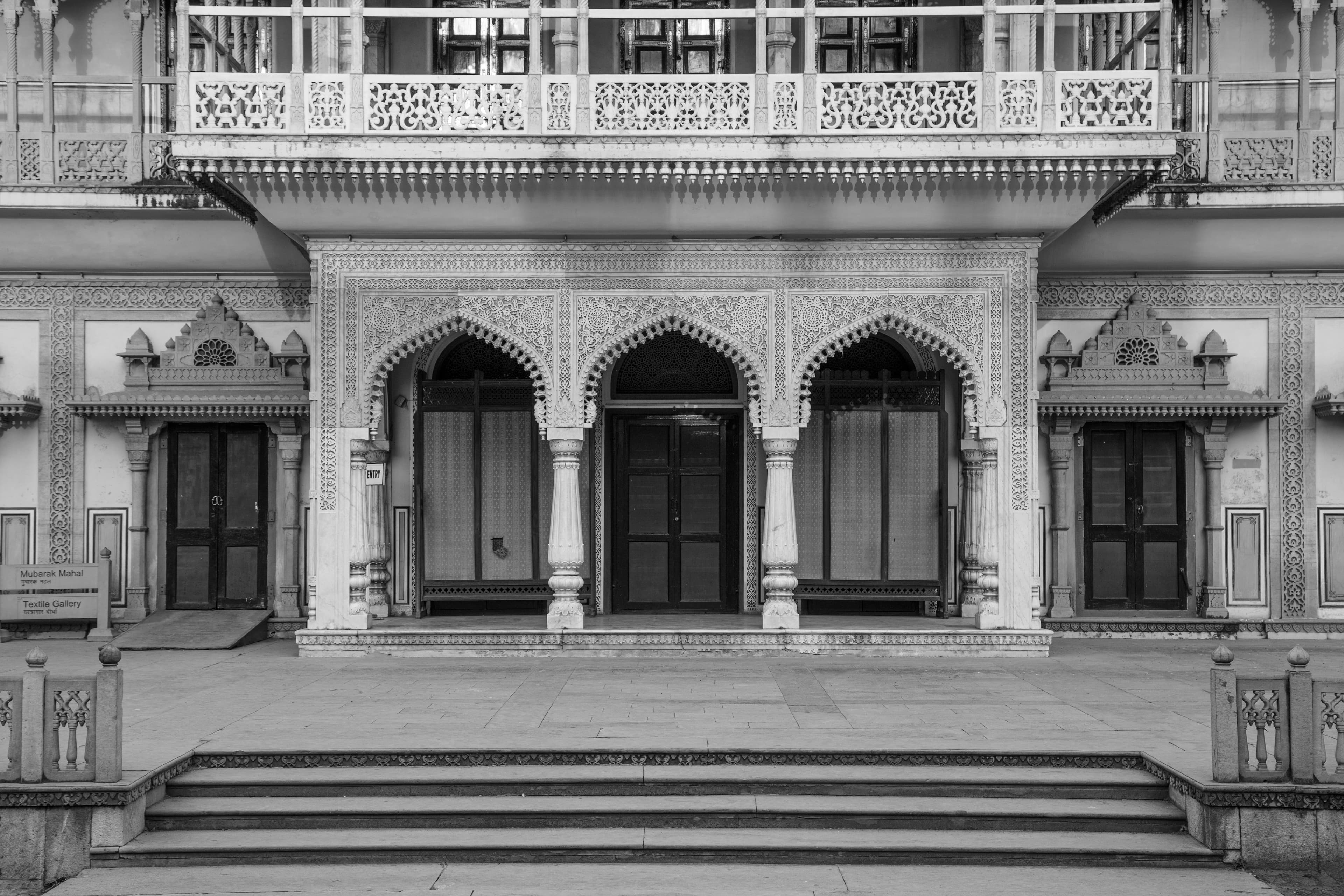 Mubarak Mahal Arches in Monochrome Elegance