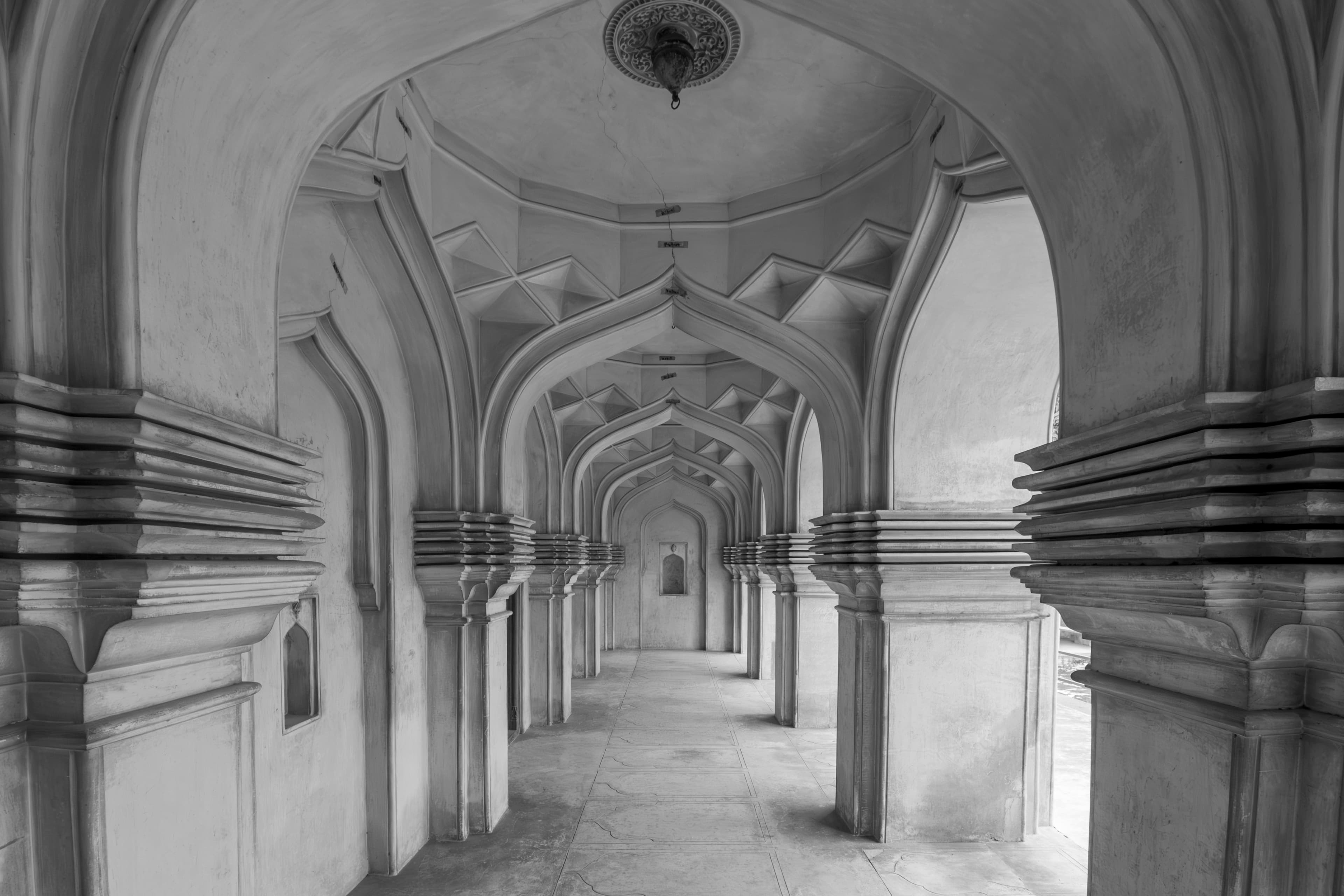 Endless Arches of Charminar in Monochrome
