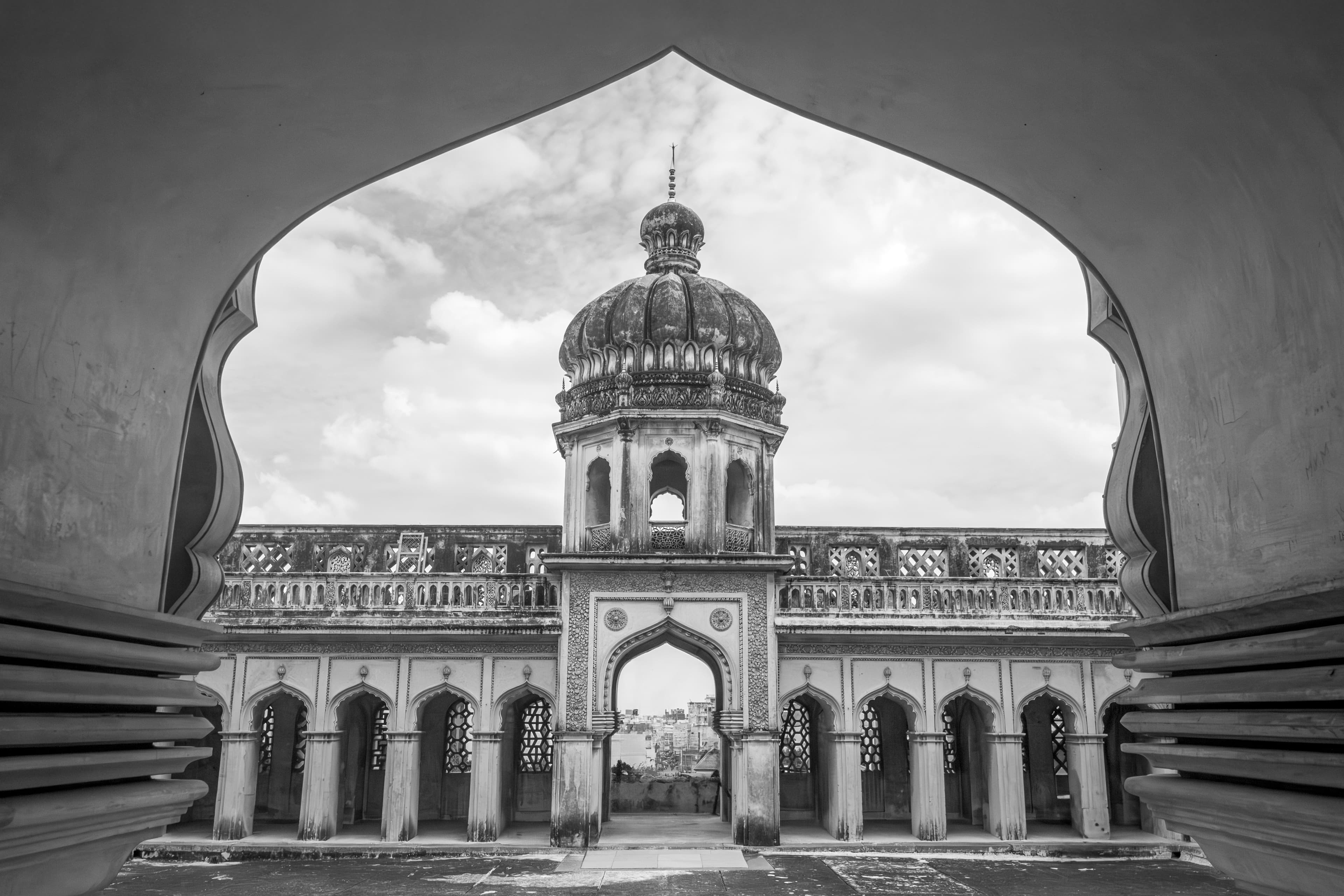 Charminar Dome Framed in Heritage Arches
