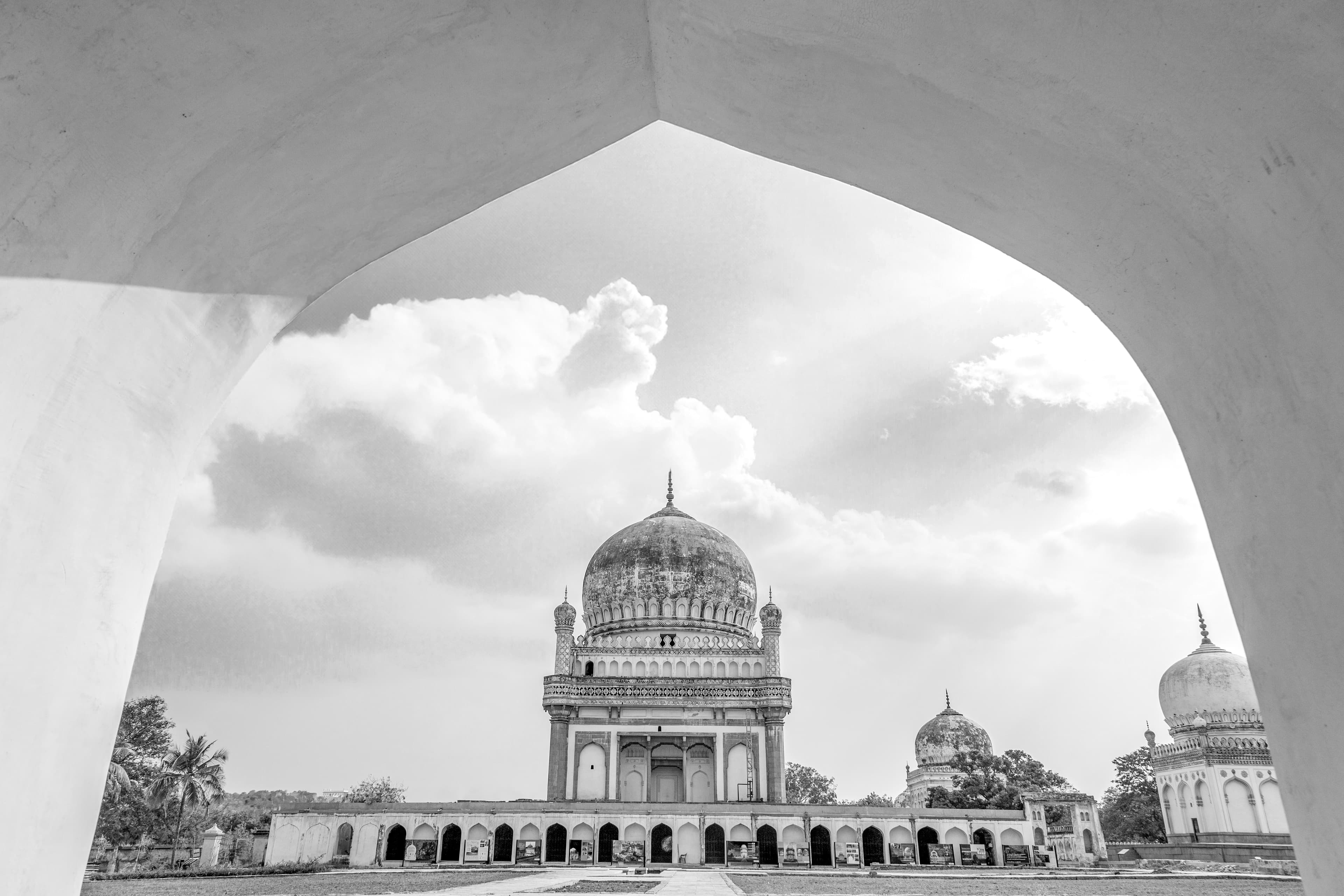 Framed Legacy – Qutb Shahi Tomb in Monochrome